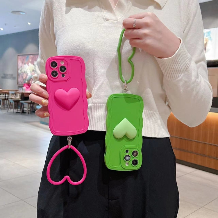 Custodia per telefono in silicone 3D Heart Skin-Feel con cinturino, For iPhone 13, For iPhone 13 mini, For iPhone 12 Pro Max, For iPhone 12 Pro, For iPhone 12, For iPhone 12 mini