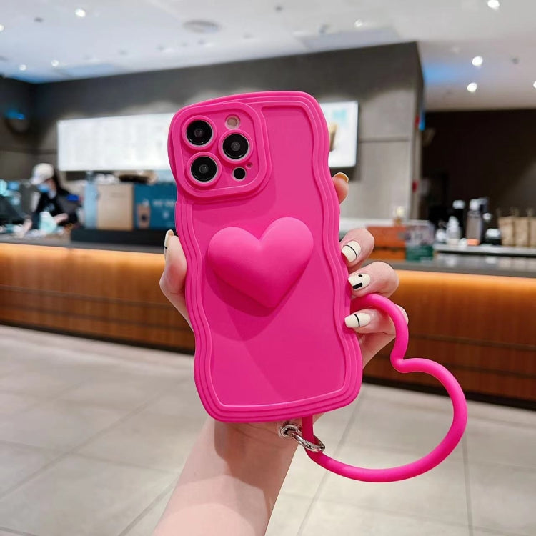 Custodia per telefono in silicone 3D Heart Skin-Feel con cinturino, For iPhone 11 Pro Max, For iPhone 11 Pro, For iPhone 11