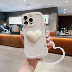 Custodia per telefono in silicone 3D Heart Skin-Feel con cinturino, For iPhone 11 Pro Max, For iPhone 11 Pro, For iPhone 11