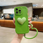 Custodia per telefono in silicone 3D Heart Skin-Feel con cinturino, For iPhone 11 Pro Max, For iPhone 11 Pro, For iPhone 11