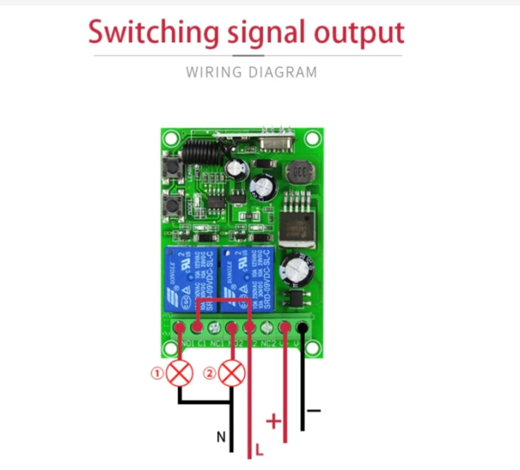 Set ricevitore relè telecomando wireless RF universale DC 12V 24V 48V