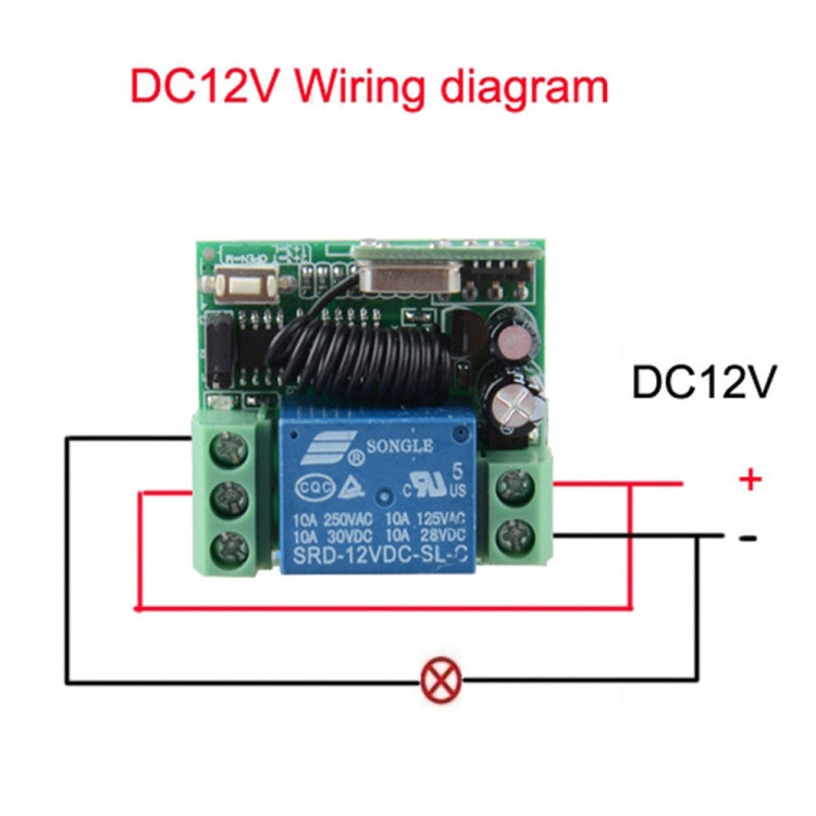 Ricevitore relè 1CH con interruttore di telecomando wireless RF 12V 10A