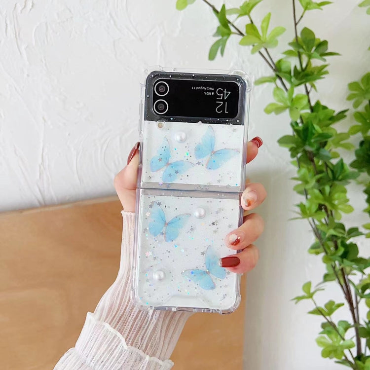 Custodia per cellulare in TPU con glitter farfalla, For SAMSUNG Galaxy Z Flip3, For SAMSUNG Galaxy Z Flip4