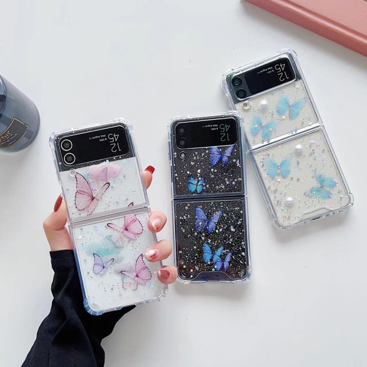 Custodia per cellulare in TPU con glitter farfalla, For SAMSUNG Galaxy Z Flip3, For SAMSUNG Galaxy Z Flip4
