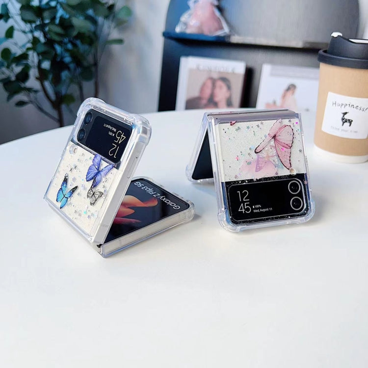 Custodia per cellulare in TPU con glitter farfalla, For SAMSUNG Galaxy Z Flip3, For SAMSUNG Galaxy Z Flip4