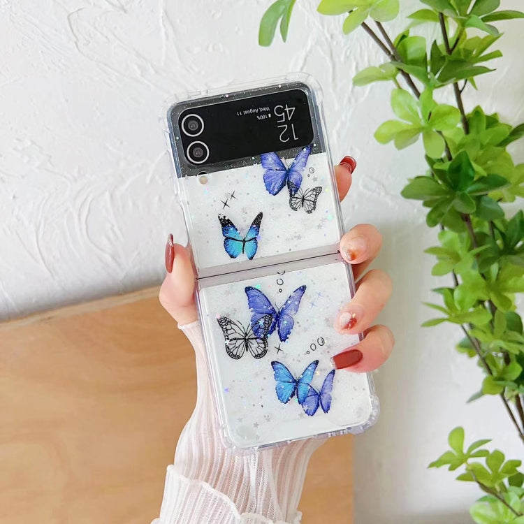 Custodia per cellulare in TPU con glitter farfalla, For SAMSUNG Galaxy Z Flip3, For SAMSUNG Galaxy Z Flip4