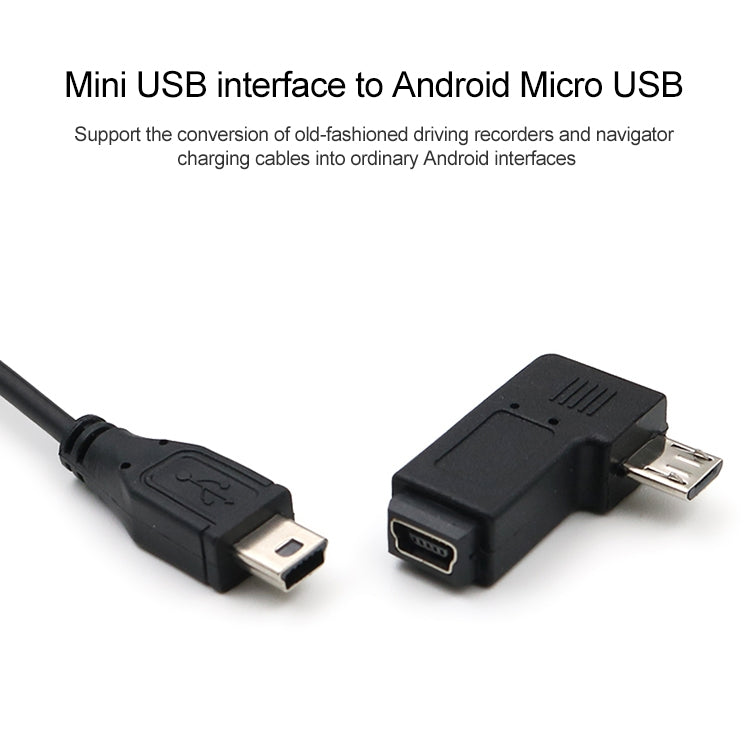 Adattatore da Mini USB femmina a Micro USB maschio da 90 gradi
