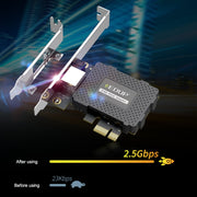 EDUP EP-9635C Scheda di rete cablata per giochi Gigabit da 2,5 Gbps Adattatore di rete Ethernet adattivo per espansione porta Internet ad alta velocità da 2500 M