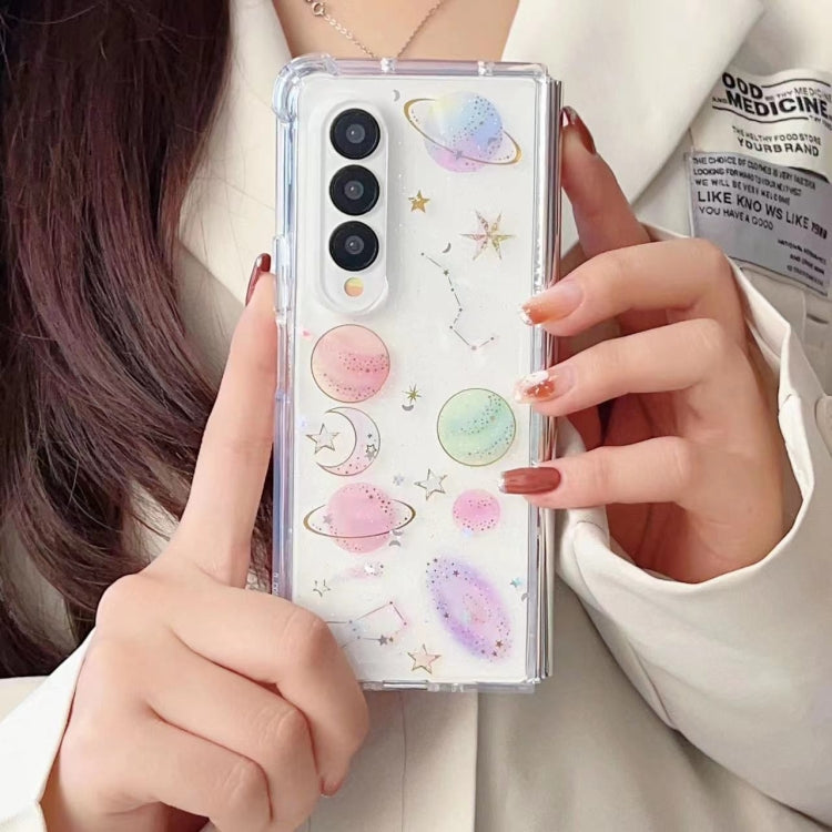 Custodia per cellulare in TPU epossidico con glitter Cosmic Star, For Samsung Galaxy Z Fold3, For Samsung Galaxy Z Fold4