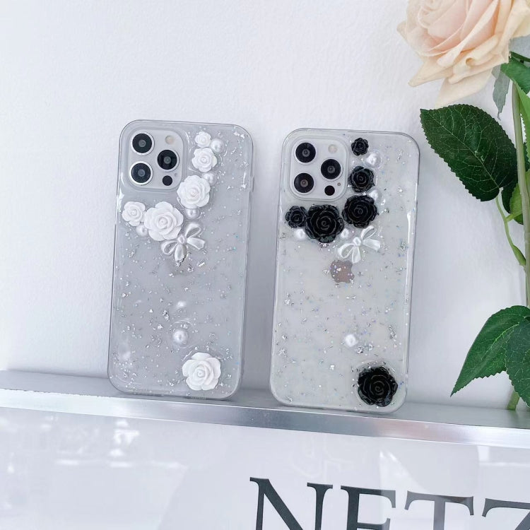 Custodia per telefono in TPU epossidico glitterato rosa con fiocco di perle 3D, For iPhone 11 Pro Max, For iPhone 11 Pro, For iPhone 11