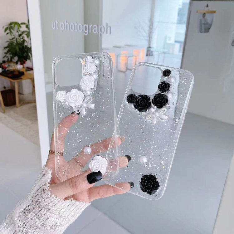Custodia per telefono in TPU epossidico glitterato rosa con fiocco di perle 3D, For iPhone 11 Pro Max, For iPhone 11 Pro, For iPhone 11