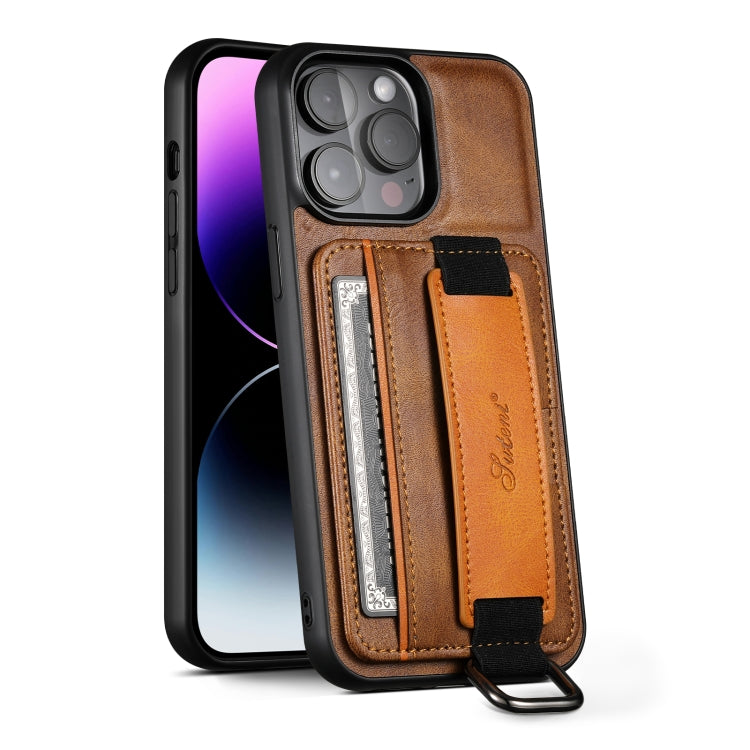 Custodia per telefono in PU con supporto per cinturino da polso per portafoglio per carte Suteni H13, For iPhone 14, For iPhone 14 Pro, For iPhone 14 Plus, For iPhone 14 Pro Max