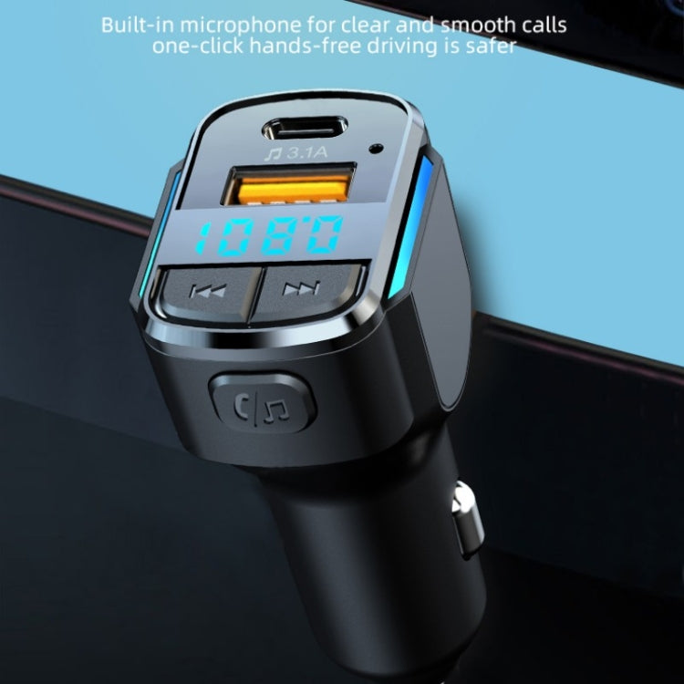 C34 Caricatore Bluetooth 5.0 per auto Trasmettitore FM Accendisigari Lettore musicale MP3, C34