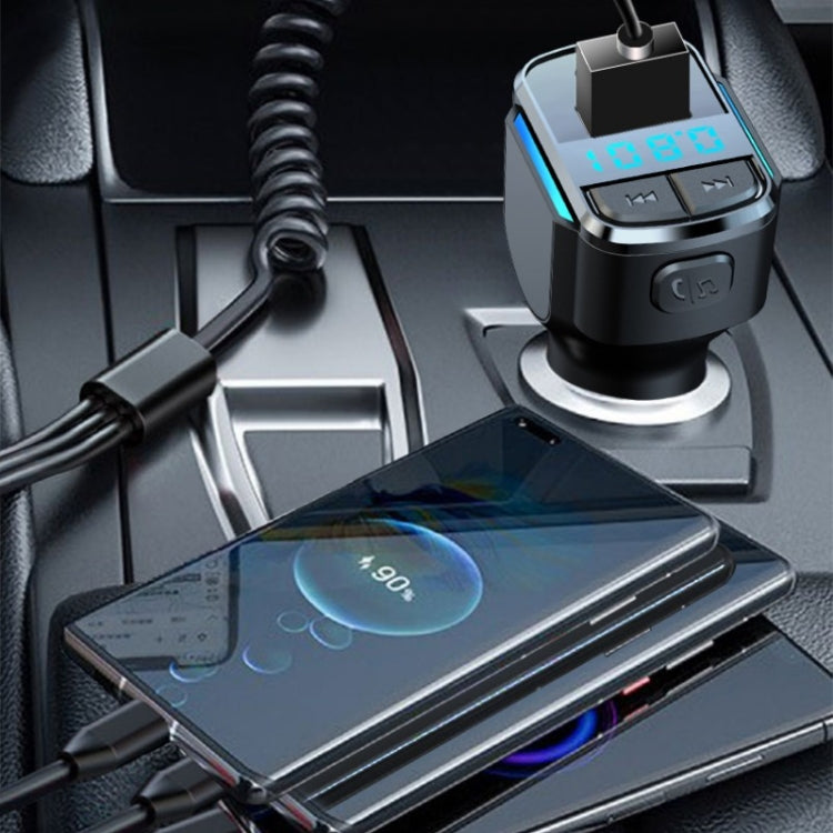 C34 Caricatore Bluetooth 5.0 per auto Trasmettitore FM Accendisigari Lettore musicale MP3, C34