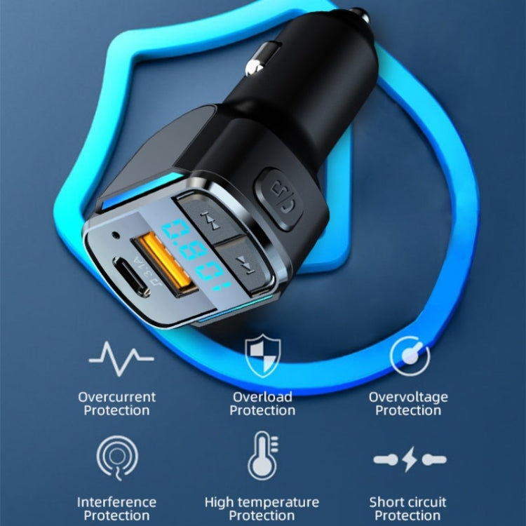 C34 Caricatore Bluetooth 5.0 per auto Trasmettitore FM Accendisigari Lettore musicale MP3, C34