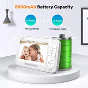 DY55A Built-in Ninne Nanne Video Babyphone Schermo da 5 pollici Digital Wireless Baby Monitor Camera, DY55A