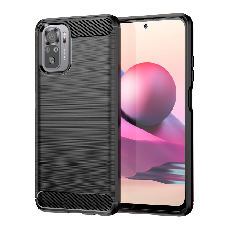 Per Xiaomi Poco M5s Custodia per telefono TPU in fibra di carbonio con trama spazzolata, For Xiaomi Poco M5s