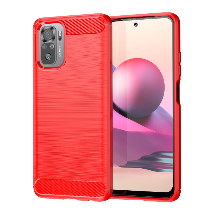 Per Xiaomi Poco M5s Custodia per telefono TPU in fibra di carbonio con trama spazzolata, For Xiaomi Poco M5s