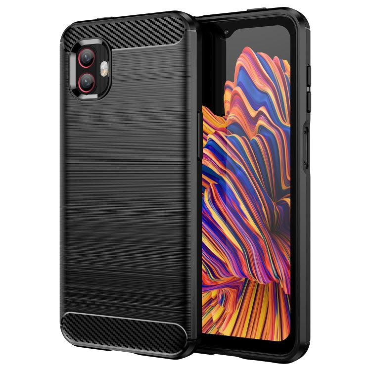Per Samsung Galaxy Xcover6 Pro Custodia per telefono TPU in fibra di carbonio con trama spazzolata, For Samsung Galaxy Xcover6 Pro