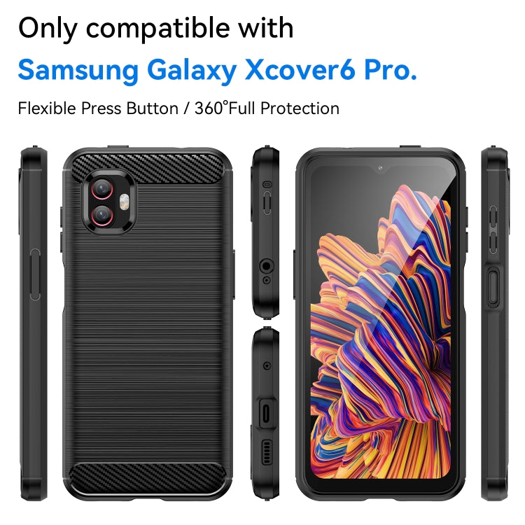 Per Samsung Galaxy Xcover6 Pro Custodia per telefono TPU in fibra di carbonio con trama spazzolata, For Samsung Galaxy Xcover6 Pro