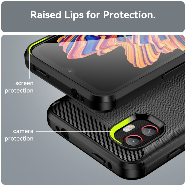 Per Samsung Galaxy Xcover6 Pro Custodia per telefono TPU in fibra di carbonio con trama spazzolata, For Samsung Galaxy Xcover6 Pro