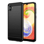 Per Samsung Galaxy A04 Custodia per cellulare TPU in fibra di carbonio con trama spazzolata, For Samsung Galaxy A04