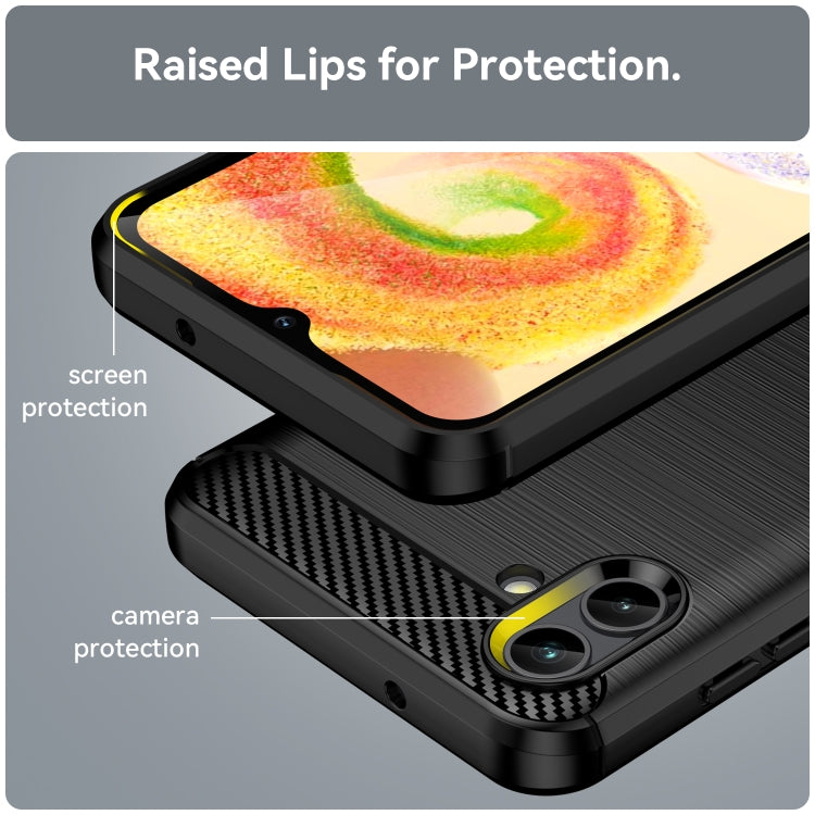 Per Samsung Galaxy A04 Custodia per cellulare TPU in fibra di carbonio con trama spazzolata, For Samsung Galaxy A04