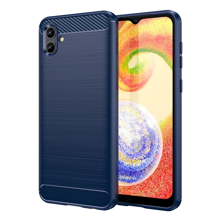 Per Samsung Galaxy A04 Custodia per cellulare TPU in fibra di carbonio con trama spazzolata, For Samsung Galaxy A04
