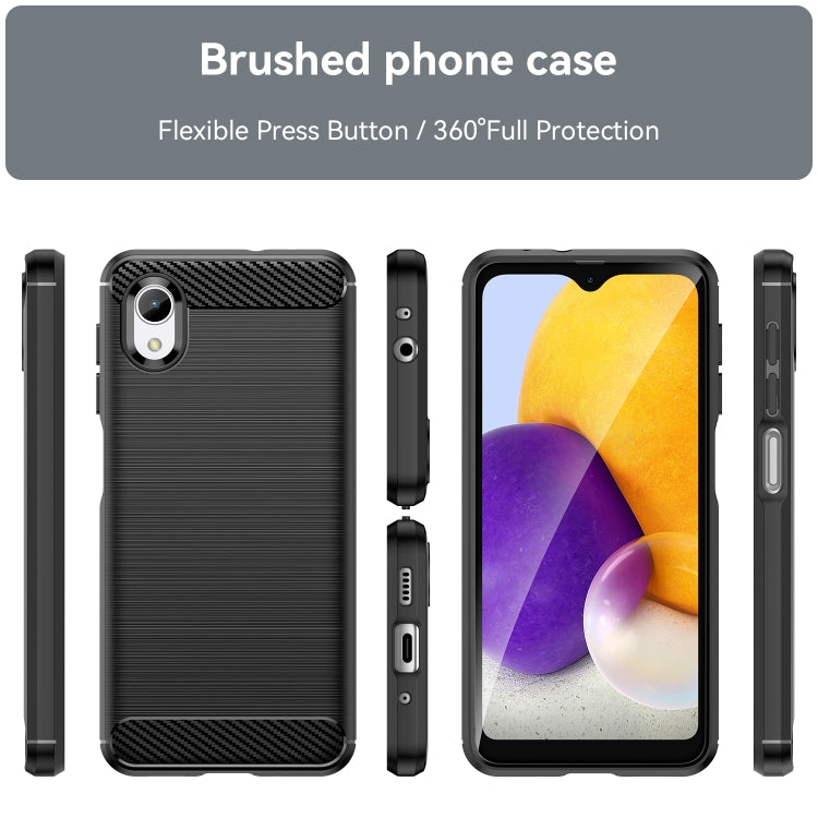 Per Samsung Galaxy A22e Custodia per telefono TPU in fibra di carbonio con trama spazzolata, For Samsung Galaxy A22e