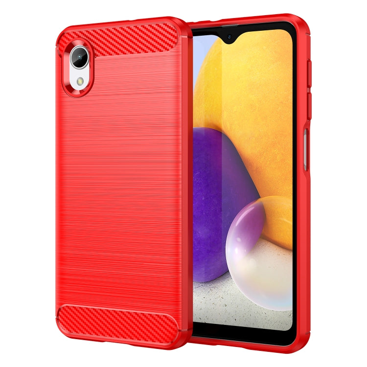 Per Samsung Galaxy A22e Custodia per telefono TPU in fibra di carbonio con trama spazzolata, For Samsung Galaxy A22e