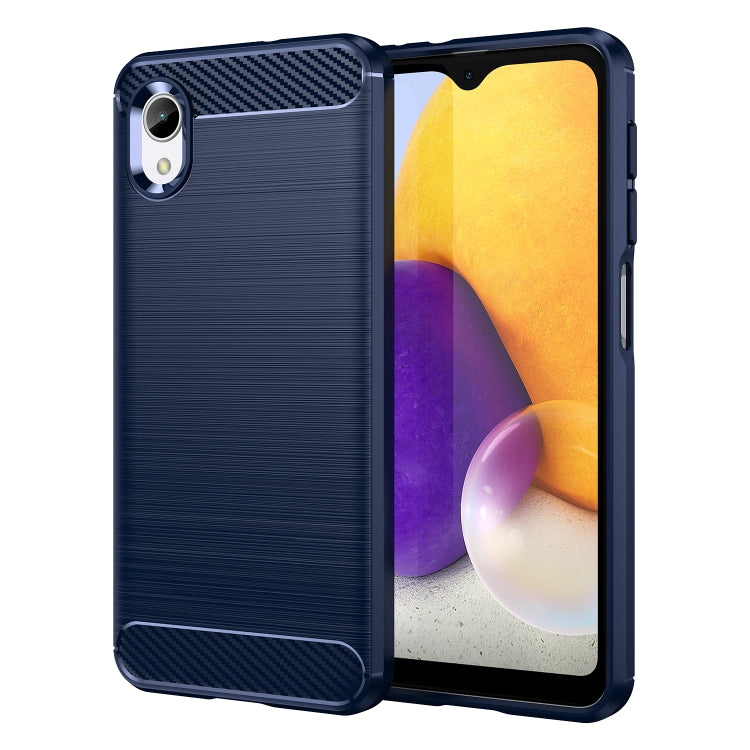 Per Samsung Galaxy A22e Custodia per telefono TPU in fibra di carbonio con trama spazzolata, For Samsung Galaxy A22e