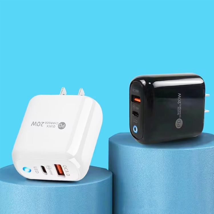 PD04 PD20W + QC18W Caricabatteria per telefono cellulare con indicatore LED, spina USA, US Plug