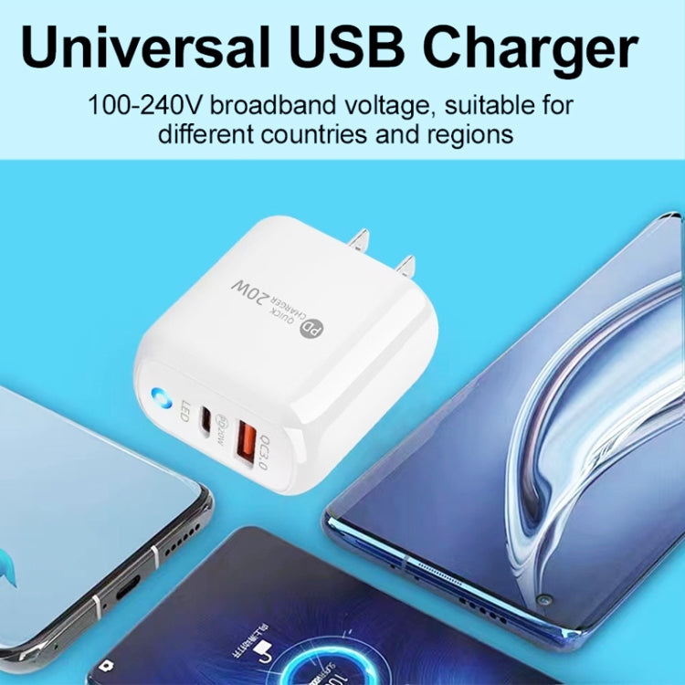 PD04 PD20W + QC18W Caricabatteria per telefono cellulare con indicatore LED, spina USA, US Plug