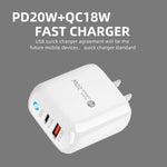 PD04 PD20W + QC18W Caricabatteria per telefono cellulare con indicatore LED, spina USA, US Plug