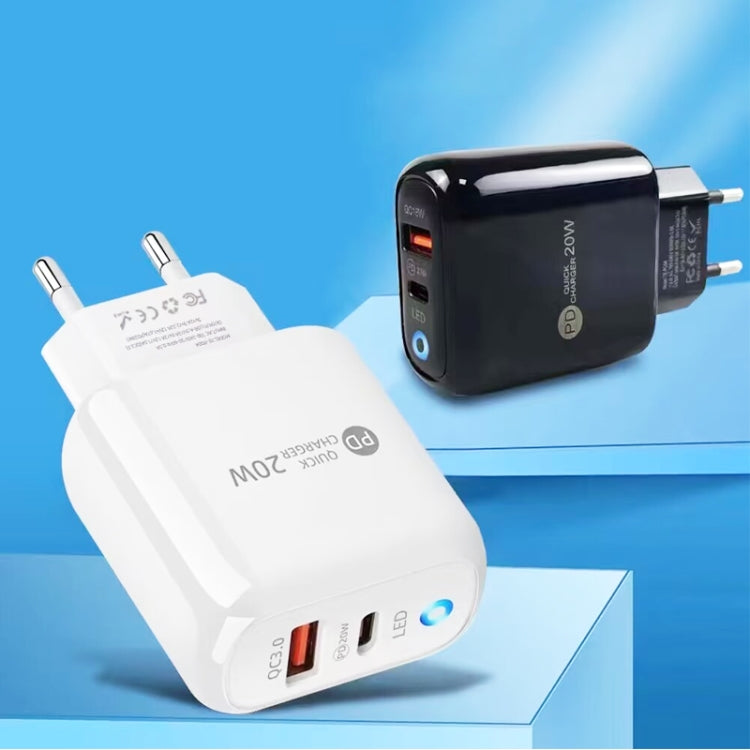 PD04 PD20W + QC18W Caricabatteria per telefono cellulare con indicatore LED, spina europea, EU Plug