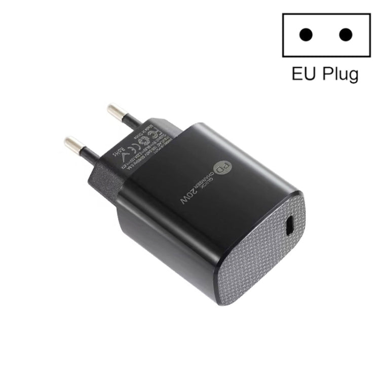 PD11 Mini caricatore rapido USB-C / Type-C da 20 W a porta singola PD3.0 per serie iPhone / iPad, spina europea, EU Plug