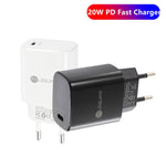 PD11 Mini caricatore rapido USB-C / Type-C da 20 W a porta singola PD3.0 per serie iPhone / iPad, spina europea, EU Plug