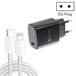 PD11 Singolo caricabatterie rapido PD3.0 USB-C / Type-C da 20 W con cavo dati da 1 m da Type-C a 8 pin, spina EU, EU Plug + Type-C to 8 Pin Cable