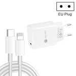 PD11 Singolo caricabatterie rapido PD3.0 USB-C / Type-C da 20 W con cavo dati da 1 m da Type-C a 8 pin, spina EU, EU Plug + Type-C to 8 Pin Cable