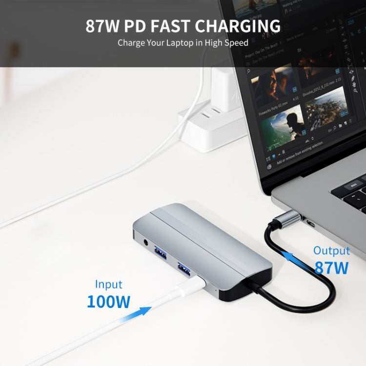Adattatore docking station USB-C 8 in 1 con HDMI 4K e VGA