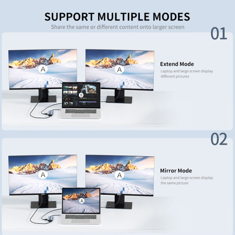 Adattatore docking station USB-C 8 in 1 con HDMI 4K e VGA