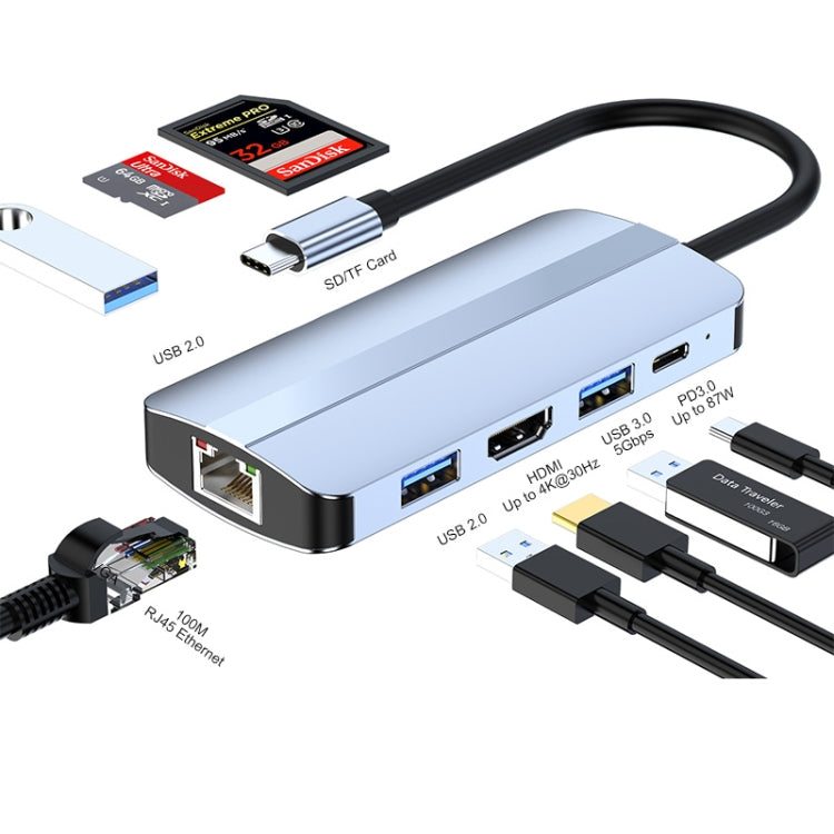 Adattatore docking station hub USB-C 8 in 1 con HDMI 4K