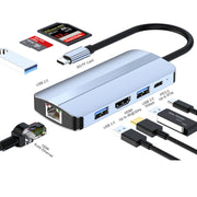 JUNSUNMAY Adattatore docking station hub Ethernet 8 in 1 da tipo C a 4K HDMI + RJ45, JSM-HUB014