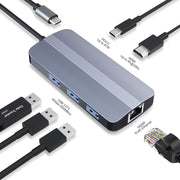 JUNSUNMAY Adattatore docking station hub Ethernet 6 in 1 da tipo C a 4K HDMI + 1000M RJ45