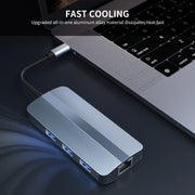 JUNSUNMAY Adattatore docking station hub Ethernet 6 in 1 da tipo C a 4K HDMI + 1000M RJ45