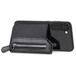 Custodia per telefono a portafoglio con cerniera lampo in fibra di carbonio, For Samsung Galaxy S23 5G, For Samsung Galaxy S23+ 5G, For Samsung Galaxy S23 Ultra 5G