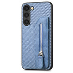 Custodia per telefono a portafoglio con cerniera lampo in fibra di carbonio, For Samsung Galaxy S23 5G, For Samsung Galaxy S23+ 5G, For Samsung Galaxy S23 Ultra 5G