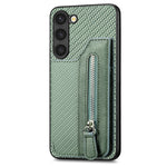 Custodia per telefono a portafoglio con cerniera lampo in fibra di carbonio, For Samsung Galaxy S23 5G, For Samsung Galaxy S23+ 5G, For Samsung Galaxy S23 Ultra 5G