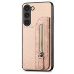 Custodia per telefono a portafoglio con cerniera lampo in fibra di carbonio, For Samsung Galaxy S23 5G, For Samsung Galaxy S23+ 5G, For Samsung Galaxy S23 Ultra 5G