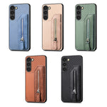 Custodia per telefono a portafoglio con cerniera lampo in fibra di carbonio, For Samsung Galaxy S23 5G, For Samsung Galaxy S23+ 5G, For Samsung Galaxy S23 Ultra 5G
